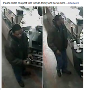 An example of a suspect posted on Facebook. 